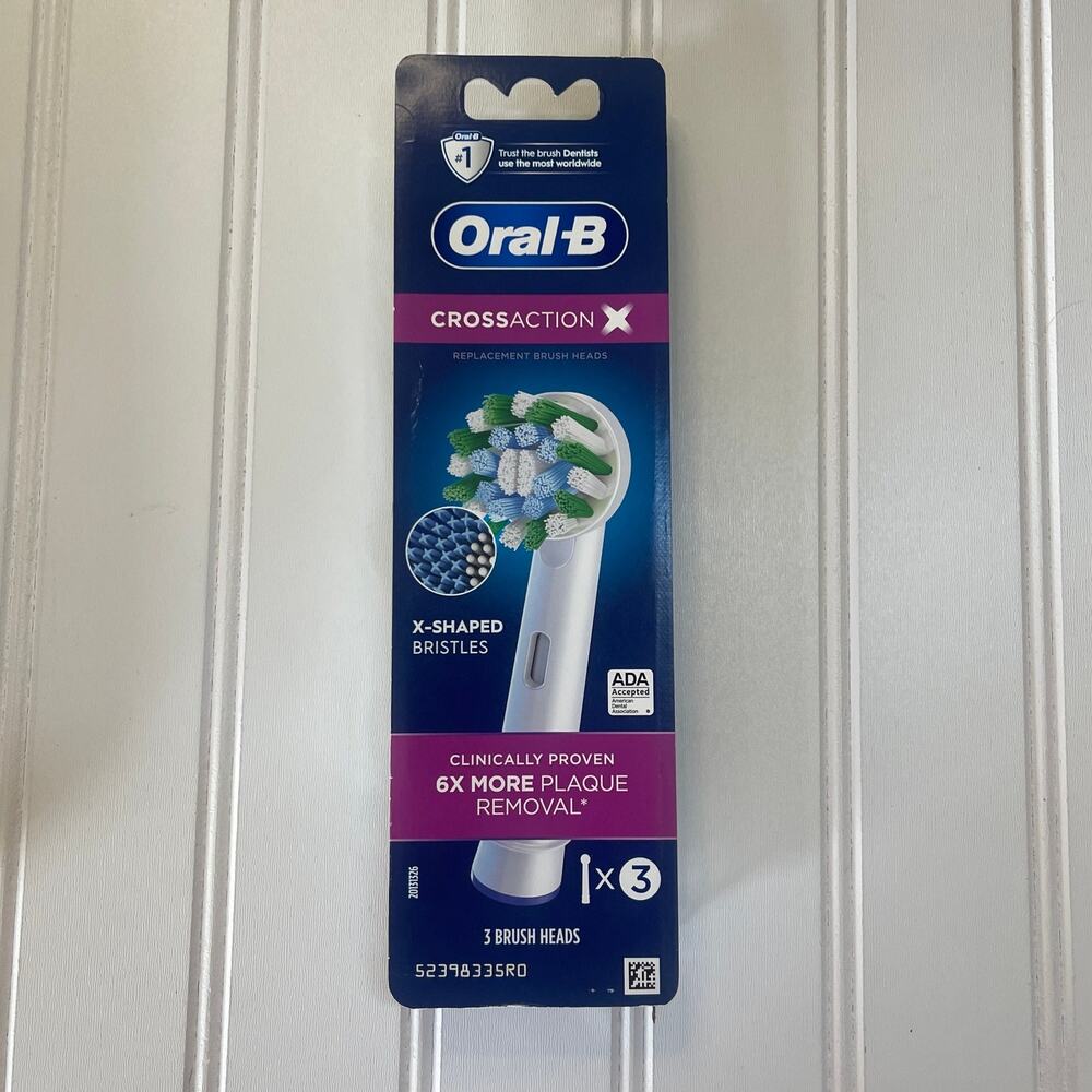 NEW Oral-B CrossAction X-Filament Replacement Brush Heads 3‎ Pack
